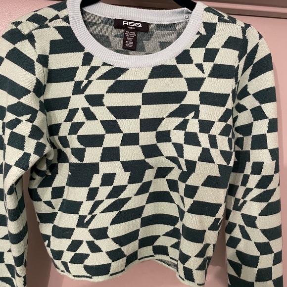 RSQ Wavy Check Womens Crop Sweater - Picture 3 of 4